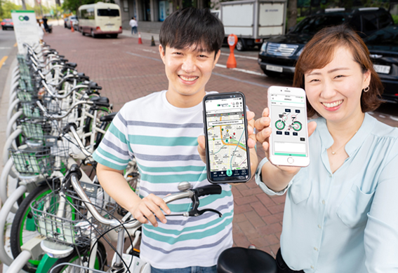 首尔公共自行车叮铃铃，可以用SNS账号登录、付费