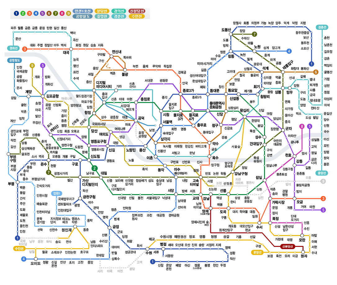首都圈地铁线路图