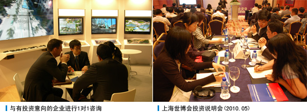 与有投资意向的企业进行1对1咨询, 上海世博会投资说明会(2010.05)