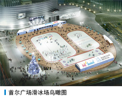  首尔广场滑冰场鸟瞰图 