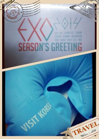 韩旅局VK手机中文版活动的礼物EXO2014台历+VisitKorea颈枕